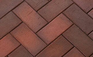  Тротуарная клинкерная брусчатка ЛСР Глазго 200х100х50 мм, темно-красный флешинг: внешний вид